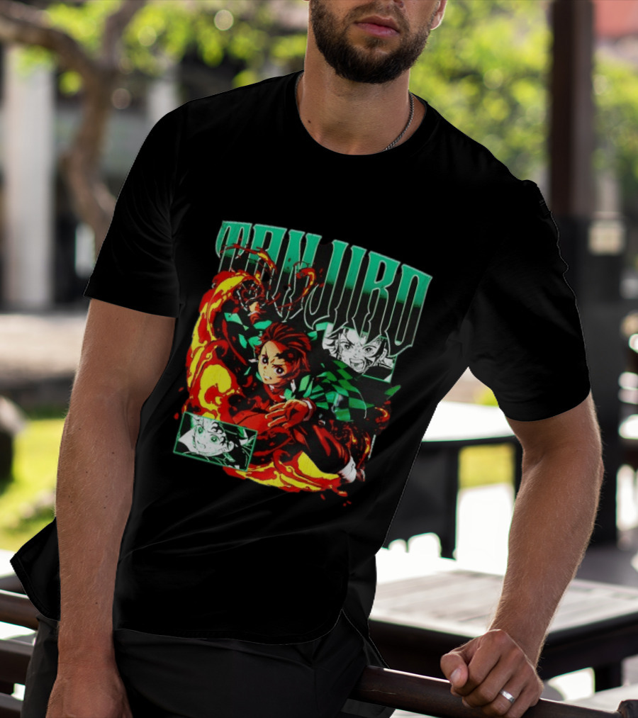 Tanjiro Kamado Flames Demon Slayer Anime Kimetsu No Yaiba T-Shirt