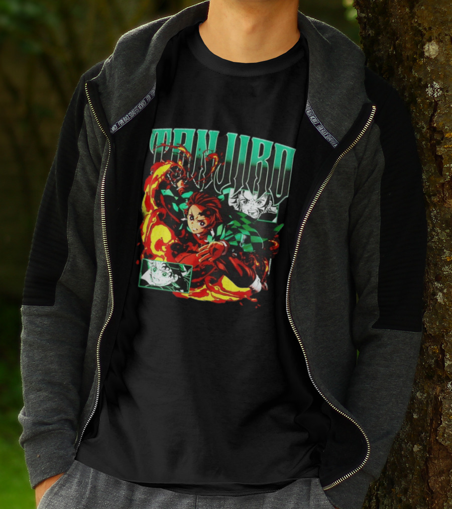 Tanjiro Kamado Flames Demon Slayer Anime Kimetsu No Yaiba T-Shirt