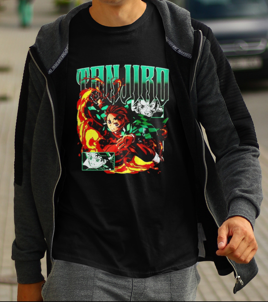 Tanjiro Kamado Flames Demon Slayer Anime Kimetsu No Yaiba T-Shirt
