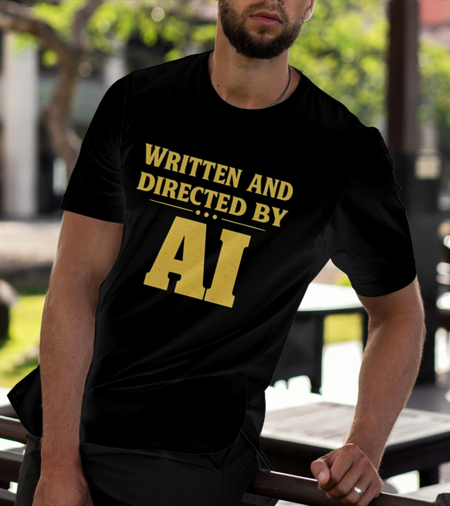 Written And Directed By AI Text Yellow Font T-Shirt