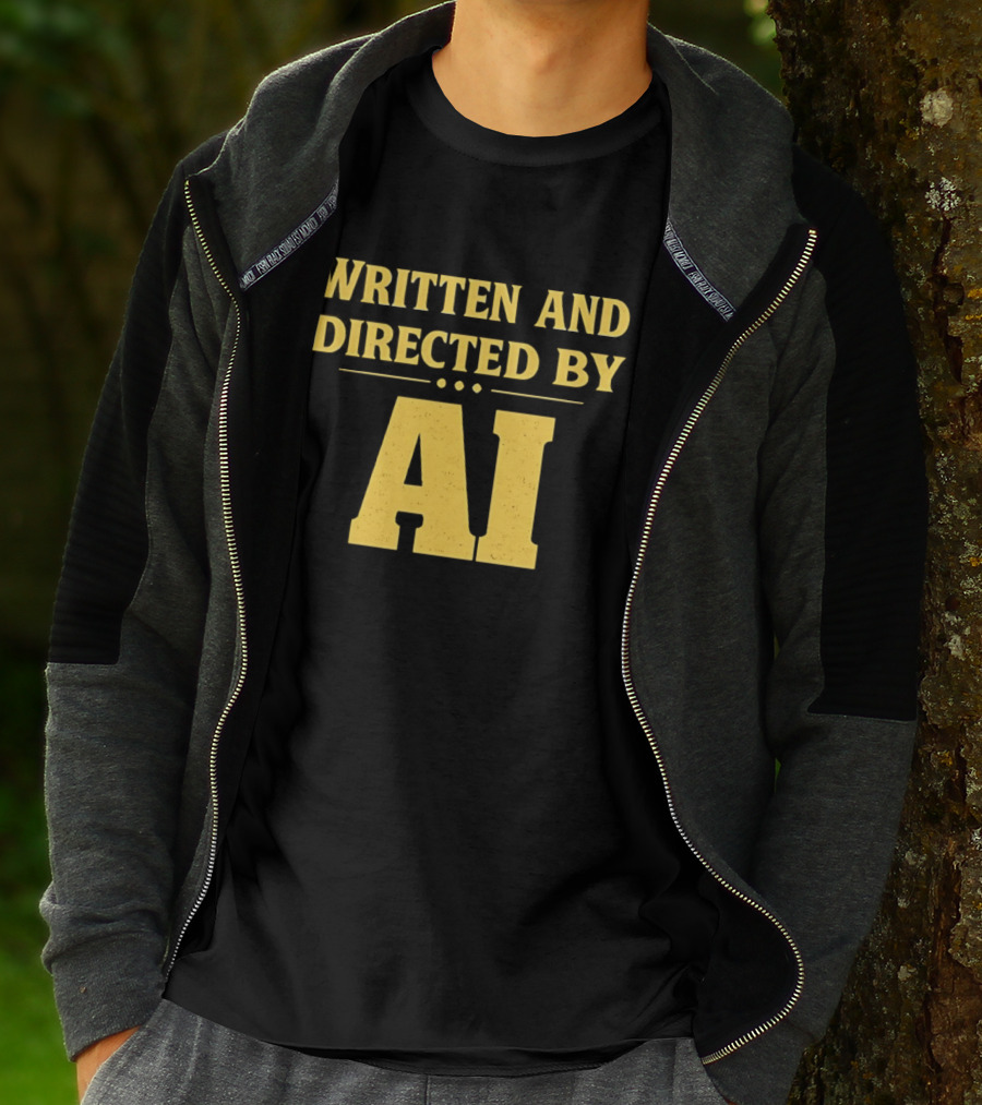 Written And Directed By AI Text Yellow Font T-Shirt