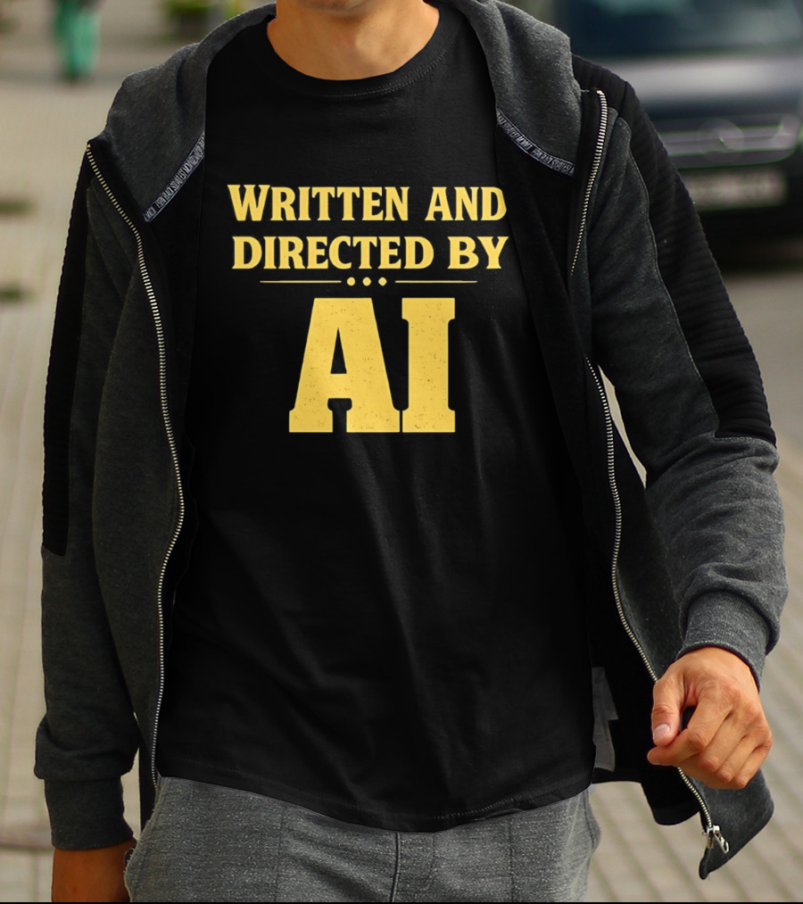 Written And Directed By AI Text Yellow Font T-Shirt
