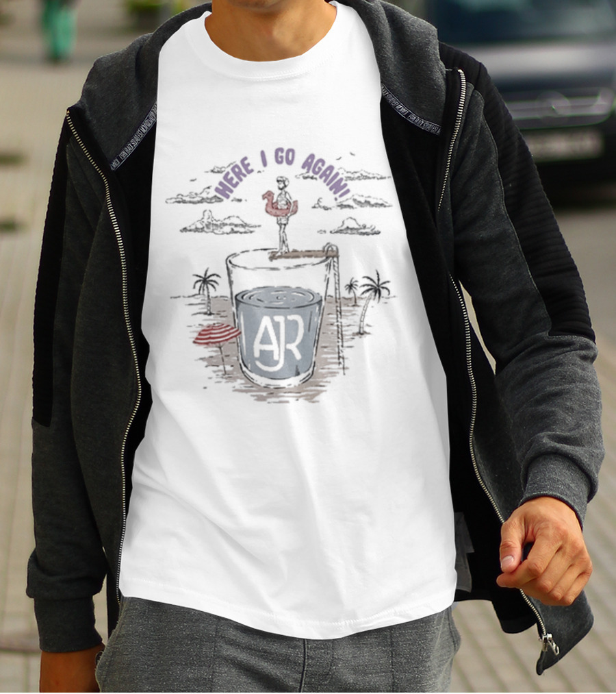 AJR Here I Go Again Red Bird And Island Scene T-Shirt