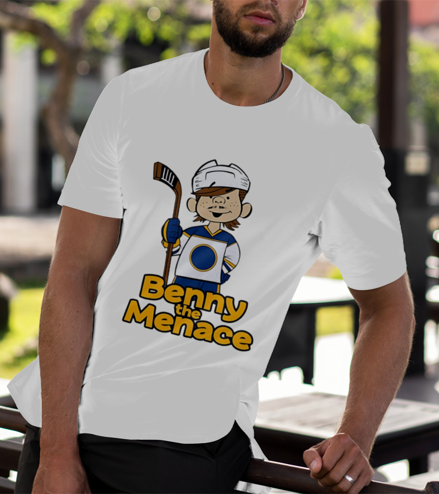 Benny The Menace Jordan Binnington St Louis Blues NHL Hockey Player Cartoon T-Shirt