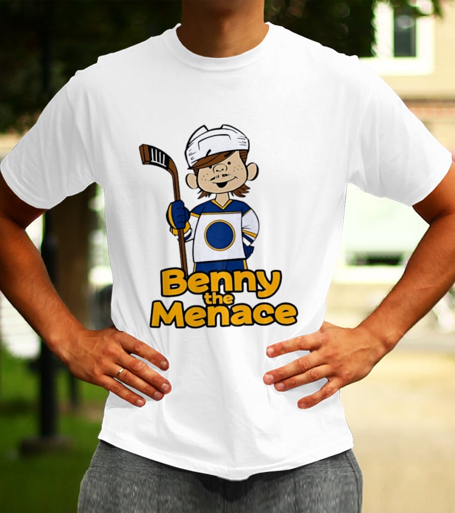 Benny The Menace Jordan Binnington St Louis Blues NHL Hockey Player Cartoon T-Shirt
