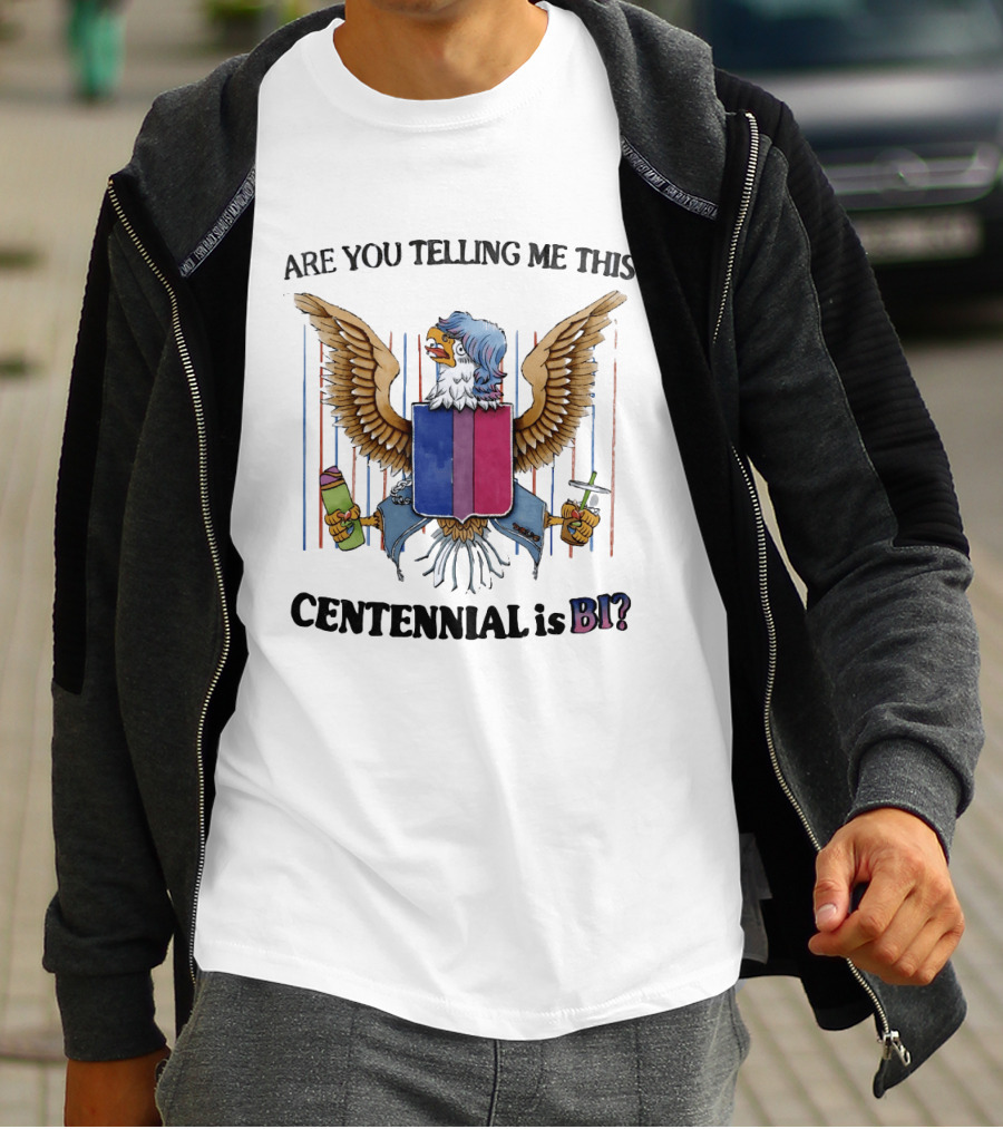 Are You Telling Me This Centennial Is Bi Eagle Bisexual Pride Shield T-Shirt