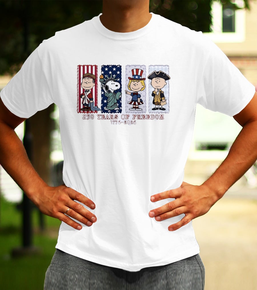 Peanuts 250 Years Of Freedom 1776 2026 America Celebration With Iconic Characters T-Shirt