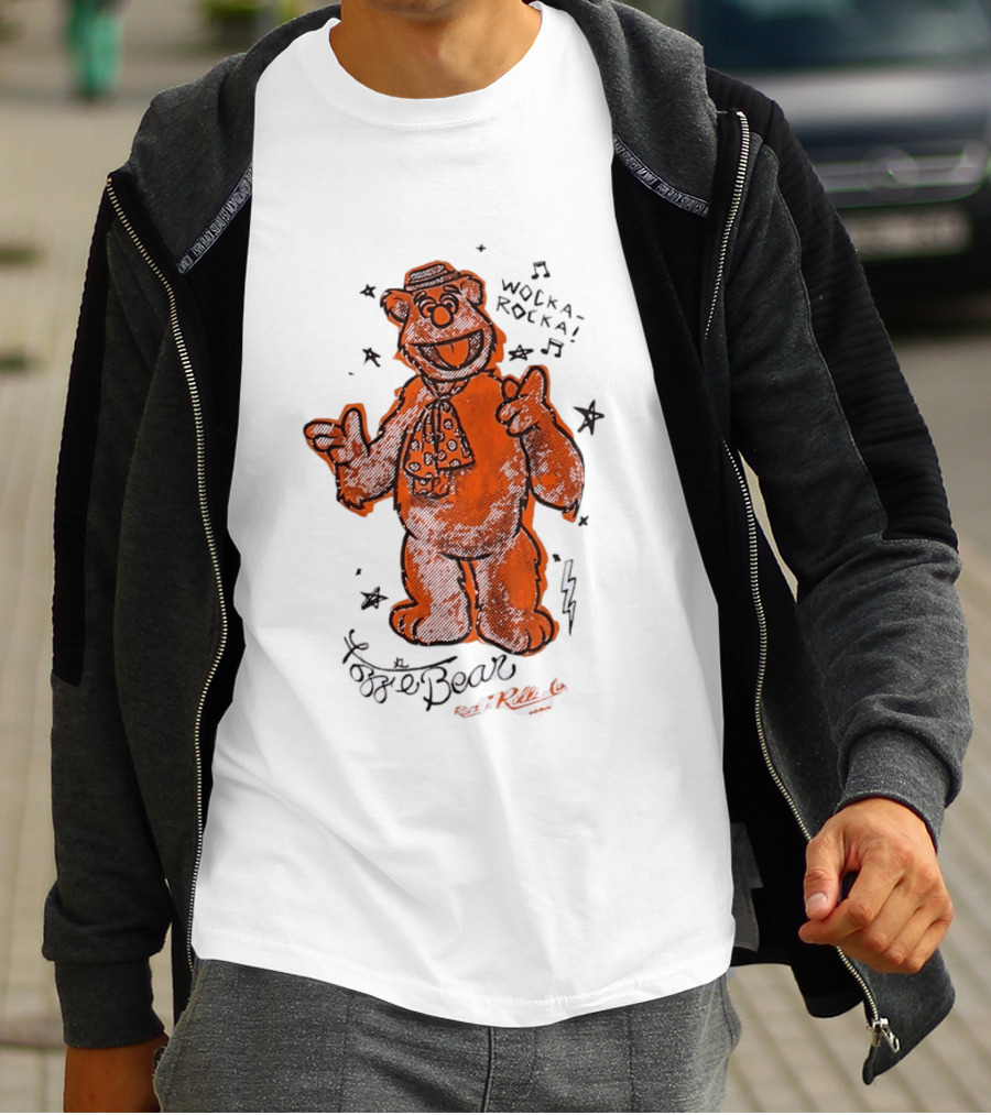 Fozzie Bear Wocka Rocka Rock N Roller Muppet Tie Star Music Notes T-Shirt