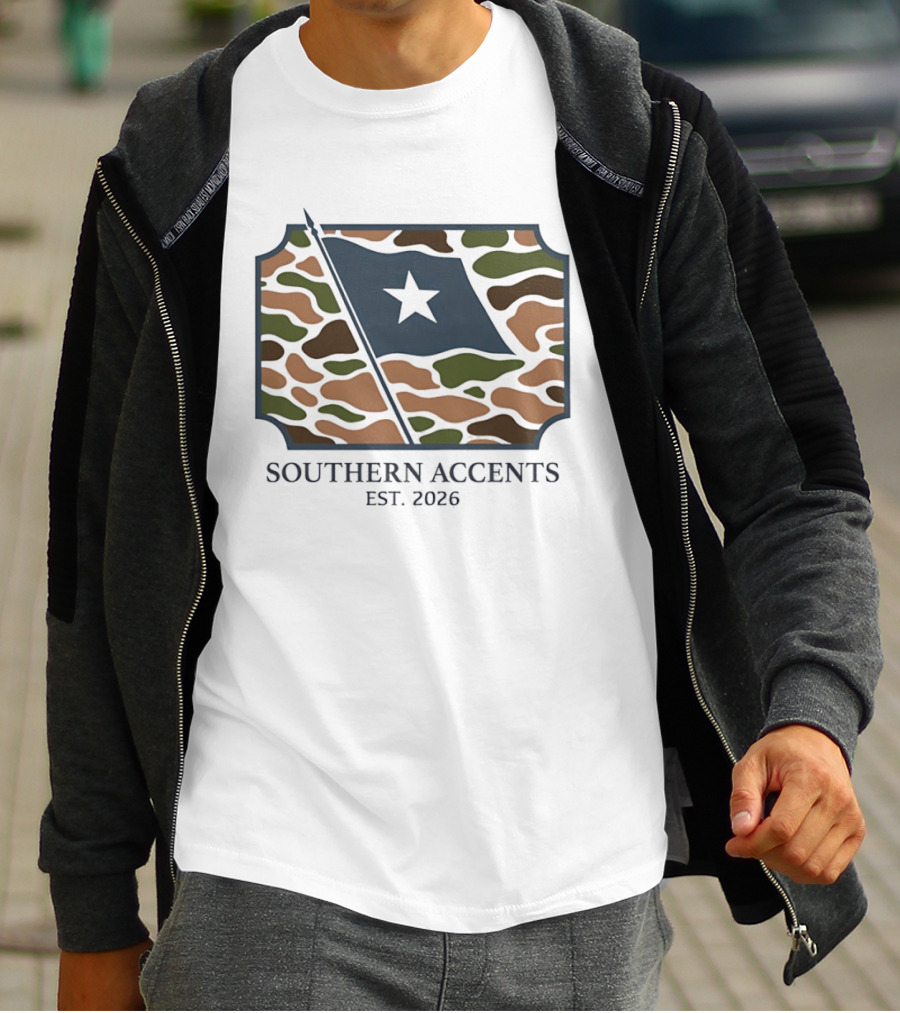 Southern Accents Camo Flag Est 2026 Star T-Shirt