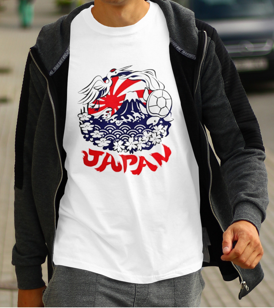 Japan Mt Fuji Crane Turtle Sakura Rising Sun Symbolism T-Shirt