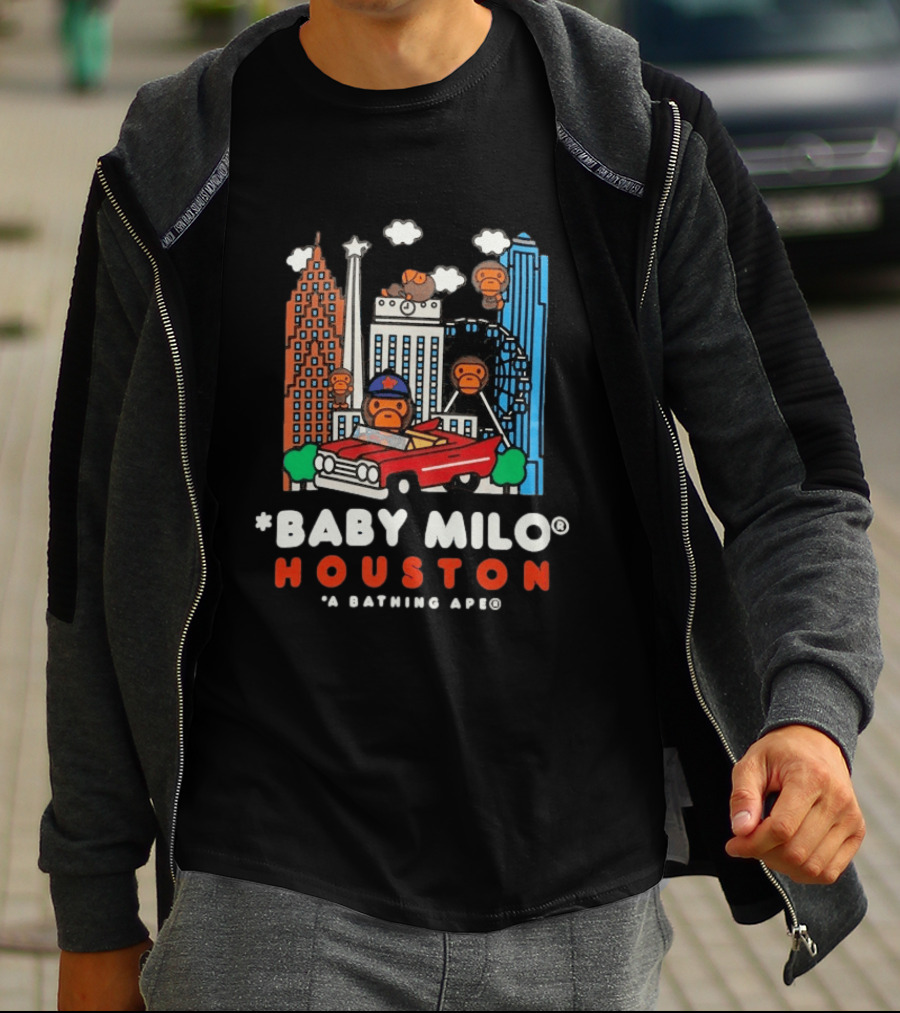 Baby Milo Houston A Bathing Ape City Skyline Car Scene T-Shirt