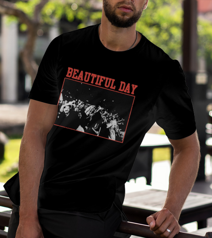 Beautiful Day Crowd Photo Black And White Concert Scene T-Shirt