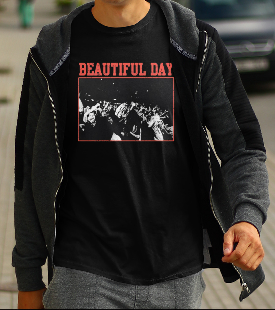 Beautiful Day Crowd Photo Black And White Concert Scene T-Shirt