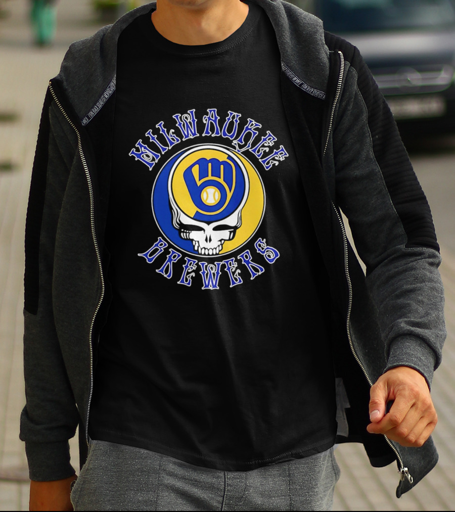 Milwaukee Brewers Grateful Dead Steal Your Face MLB Baseball Mashup T-Shirt