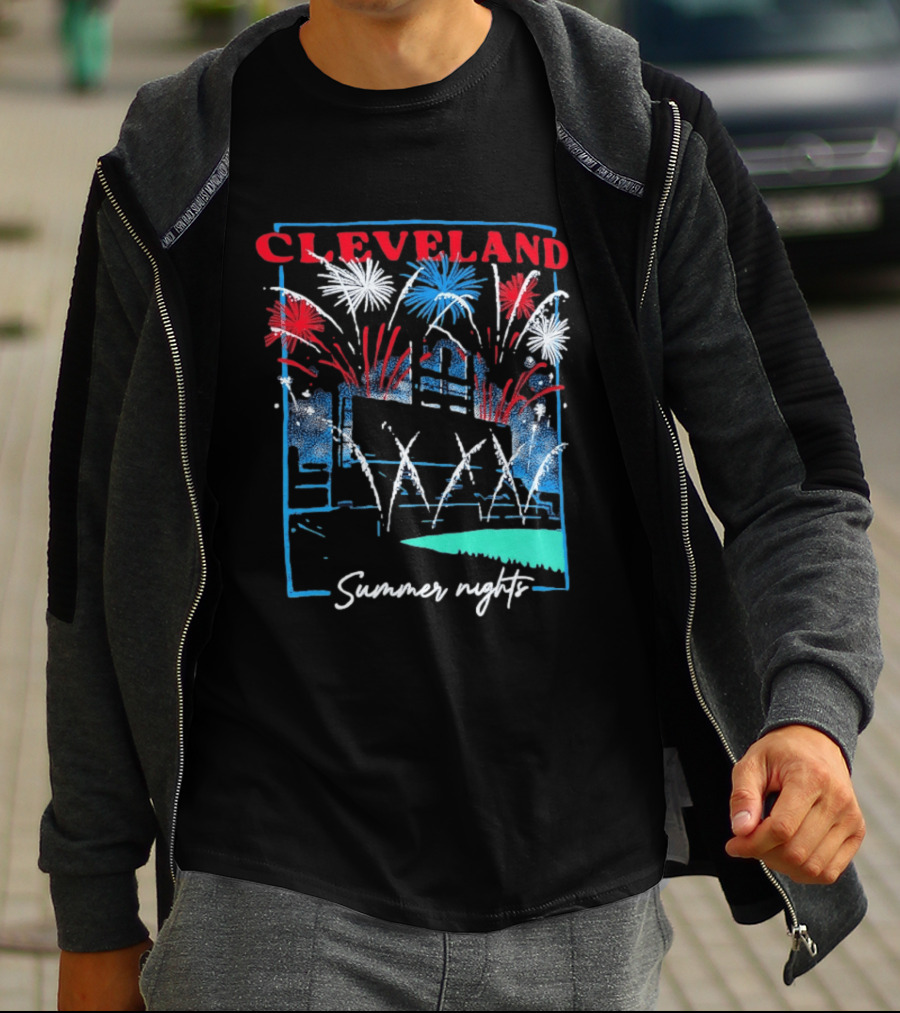 Cleveland Fireworks Summer Nights Baseball City Love T-Shirt