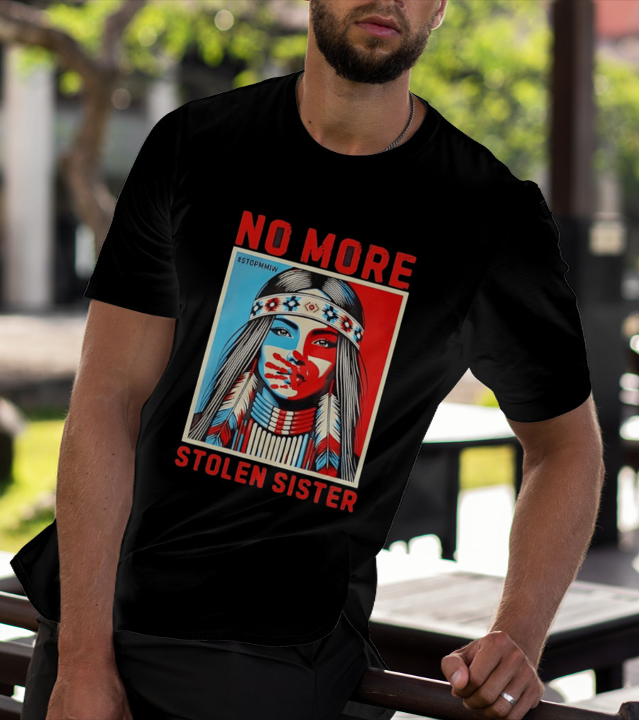 NO MORE Red Handprint STOPMMIW Stolen Sister Indigenous Awareness T-Shirt