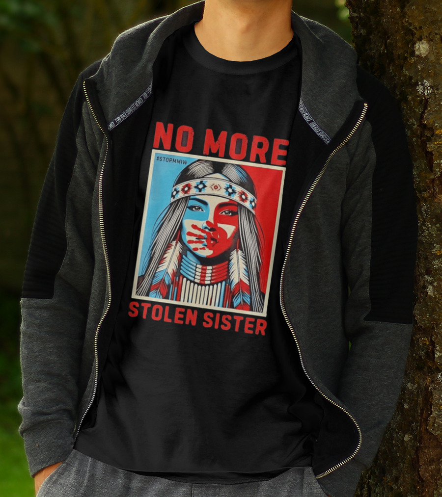 NO MORE Red Handprint STOPMMIW Stolen Sister Indigenous Awareness T-Shirt