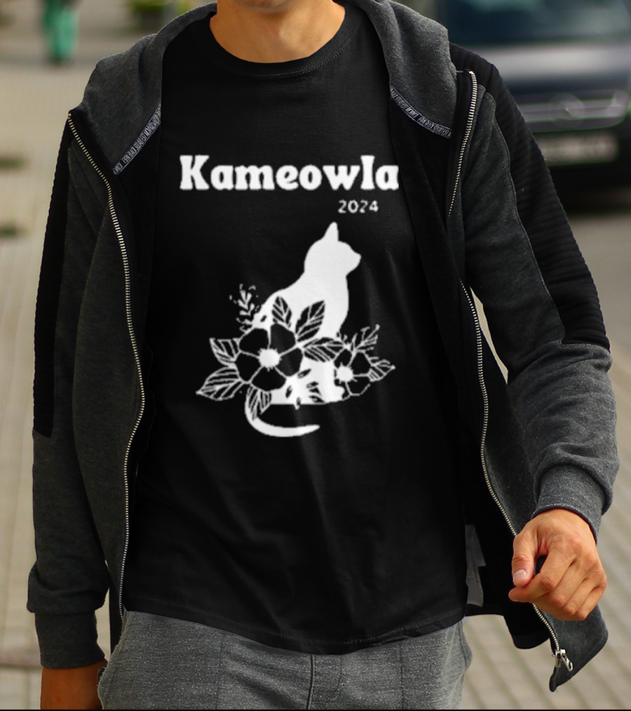 Kameowla 2024 Cat Floral Theme Kamala Cat Lady T-Shirt