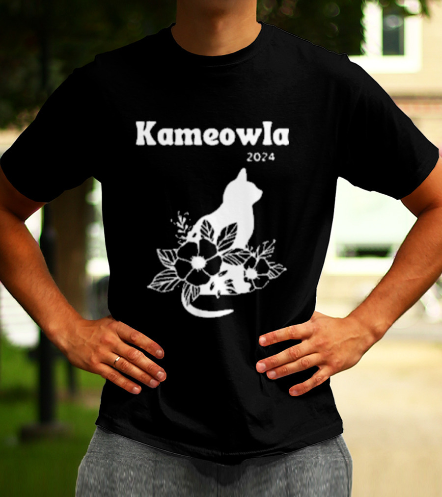 Kameowla 2024 Cat Floral Theme Kamala Cat Lady T-Shirt