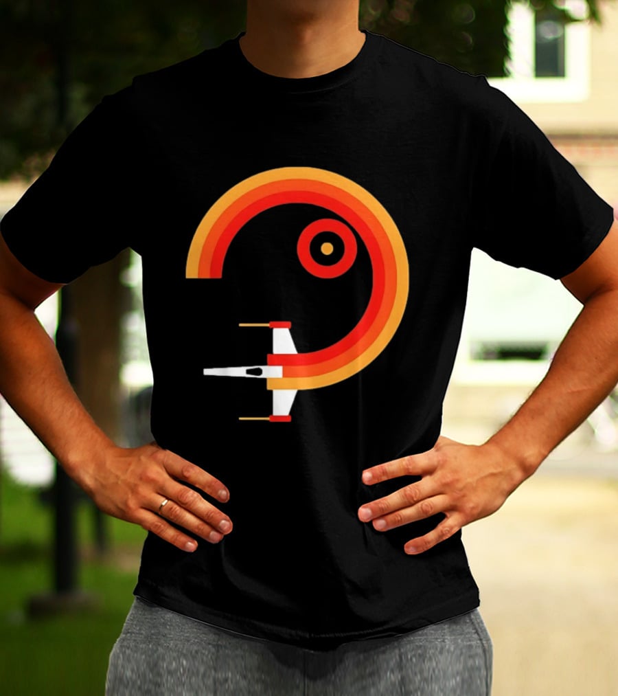 Star Wars X Wing Retro Sunset Circle T-Shirt