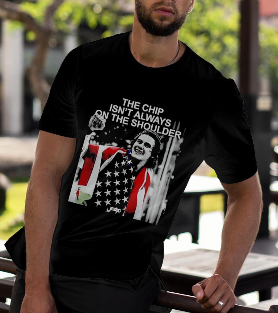 The Chip Isn't Always On The Shoulder Stars And Stripes Tribute NHL Jack Hughes T-Shirt