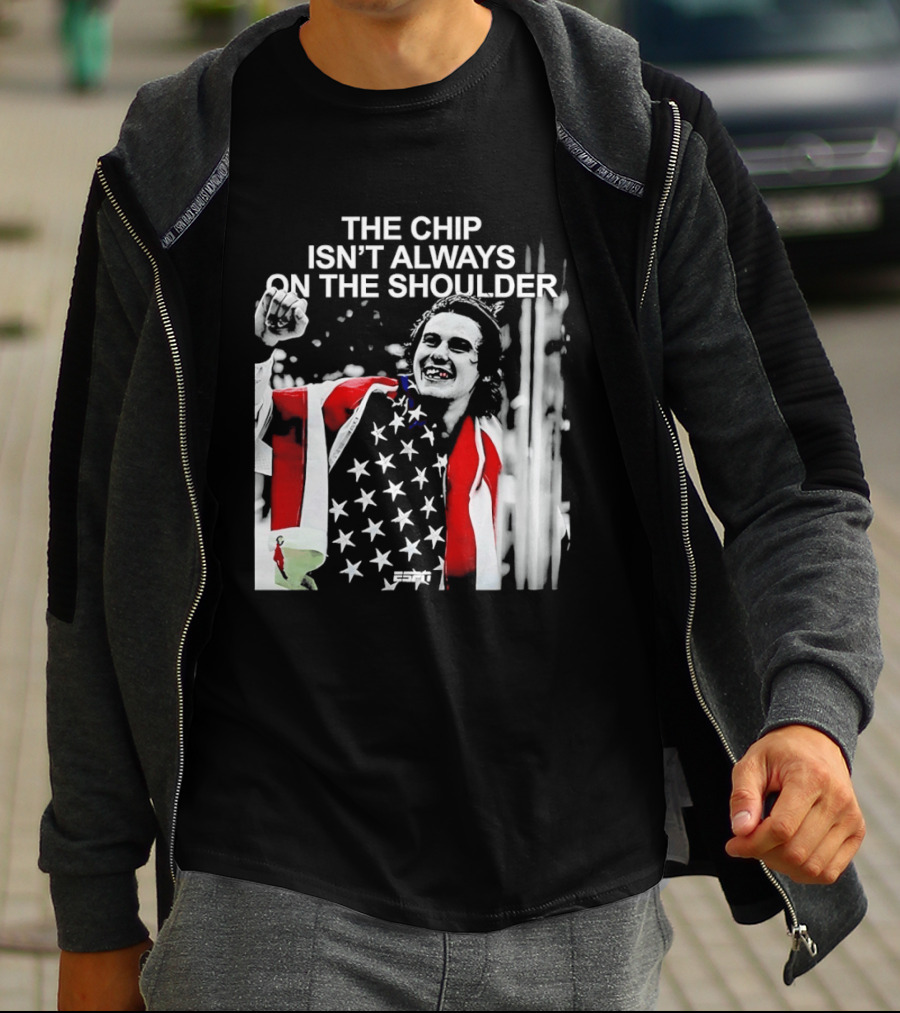The Chip Isn't Always On The Shoulder Stars And Stripes Tribute NHL Jack Hughes T-Shirt