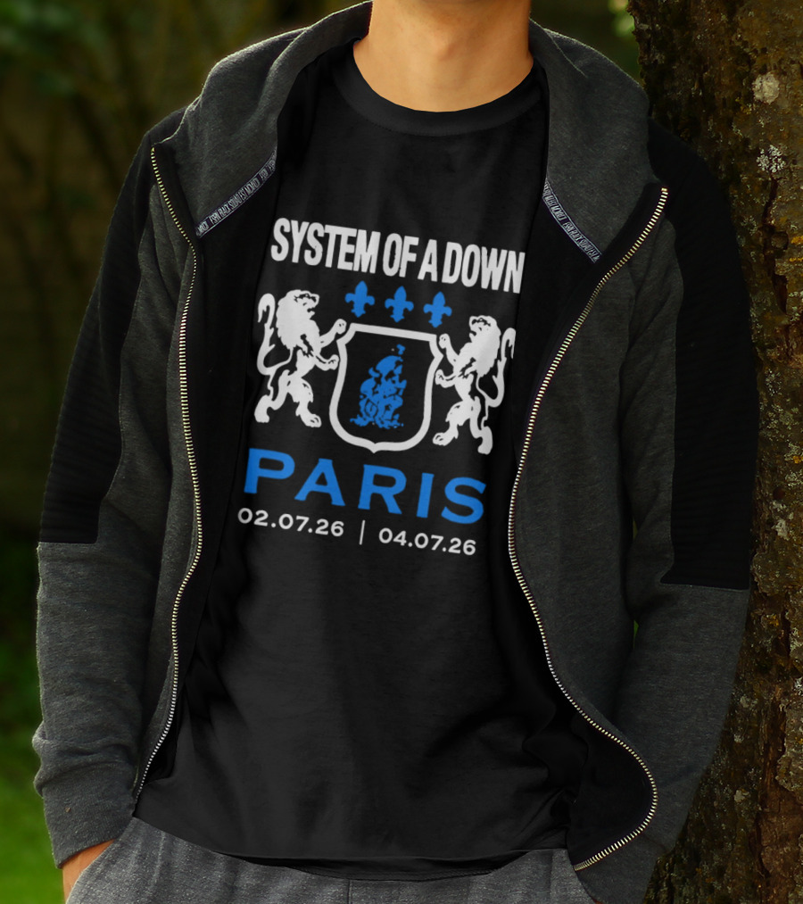 System Of A Down Paris Concert July 2026 Heraldic Crest Lions 02.07.26 04.07.26 T-Shirt