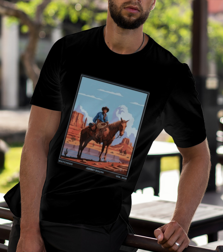 Dog Jeremy Booth USA 2020 Cowboy And Horse Desert Scene T-Shirt