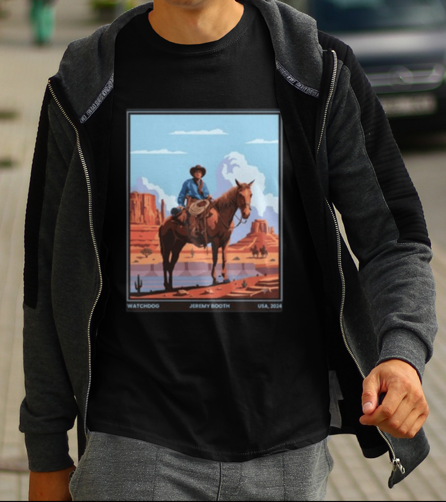 Dog Jeremy Booth USA 2020 Cowboy And Horse Desert Scene T-Shirt