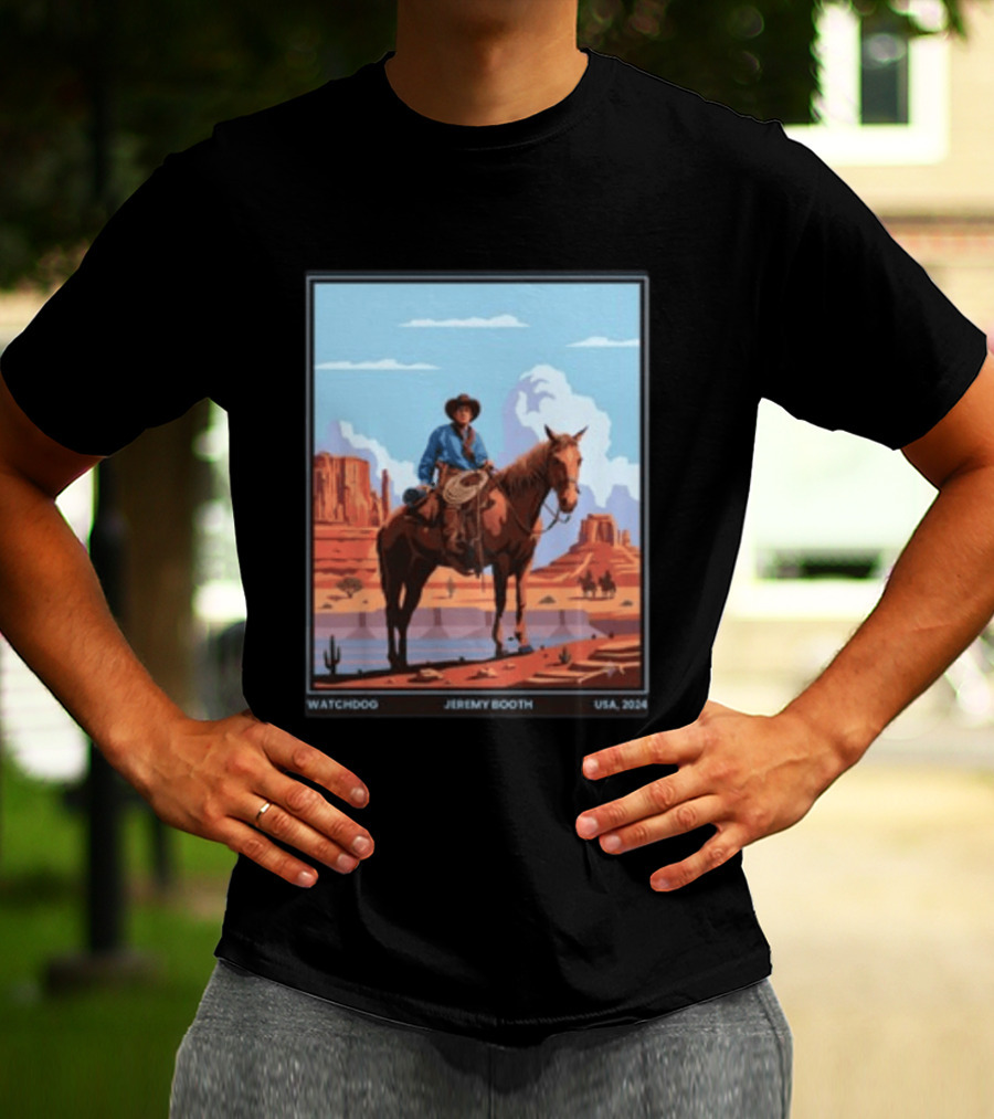 Dog Jeremy Booth USA 2020 Cowboy And Horse Desert Scene T-Shirt