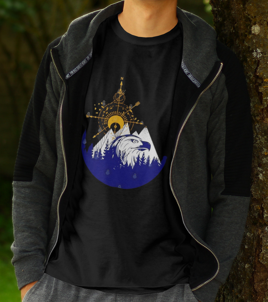 Eagle And Compass With Mountain Forest T-Shirt