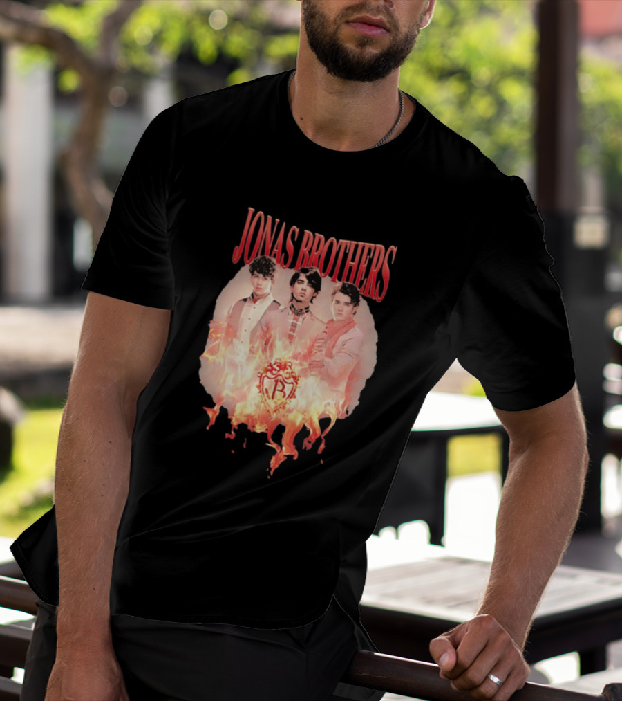 Jonas Brothers Fire Flame Trio Band Photography T-Shirt