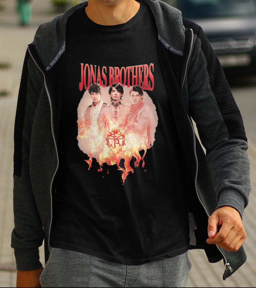 Jonas Brothers Fire Flame Trio Band Photography T-Shirt