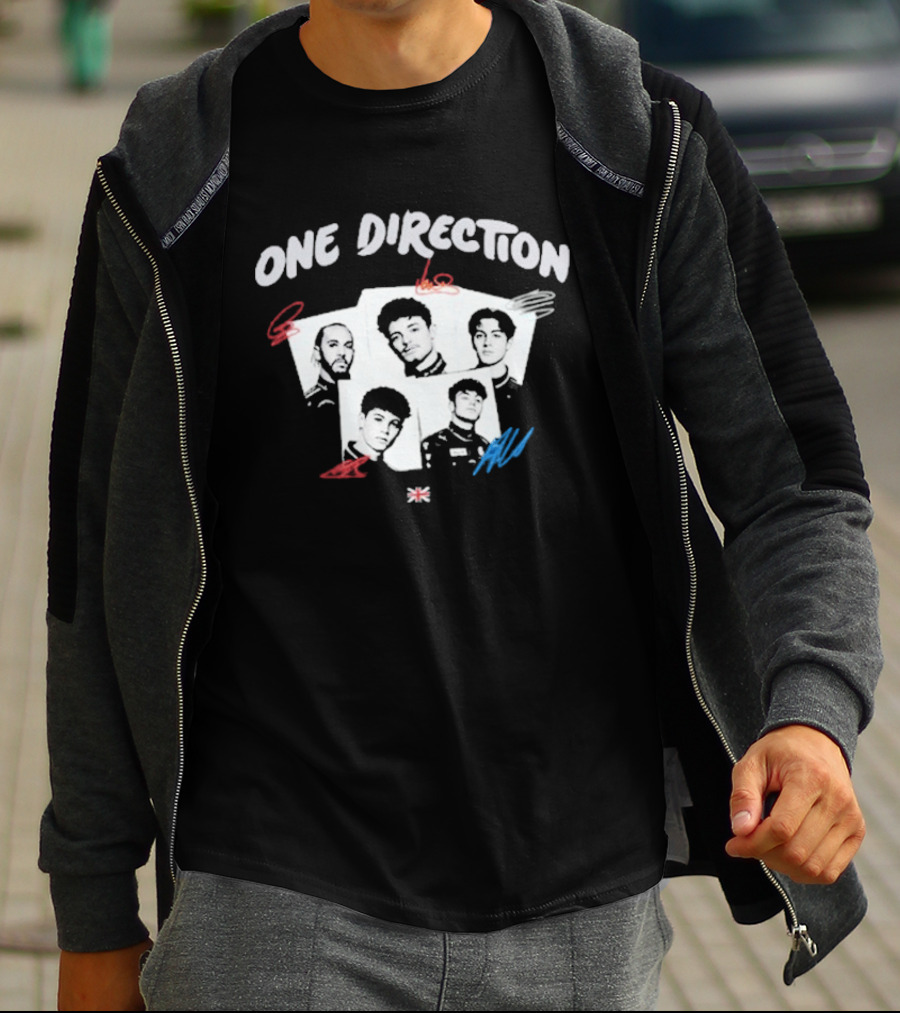 One Direction Band Portraits With Red And Blue Accents T-Shirt