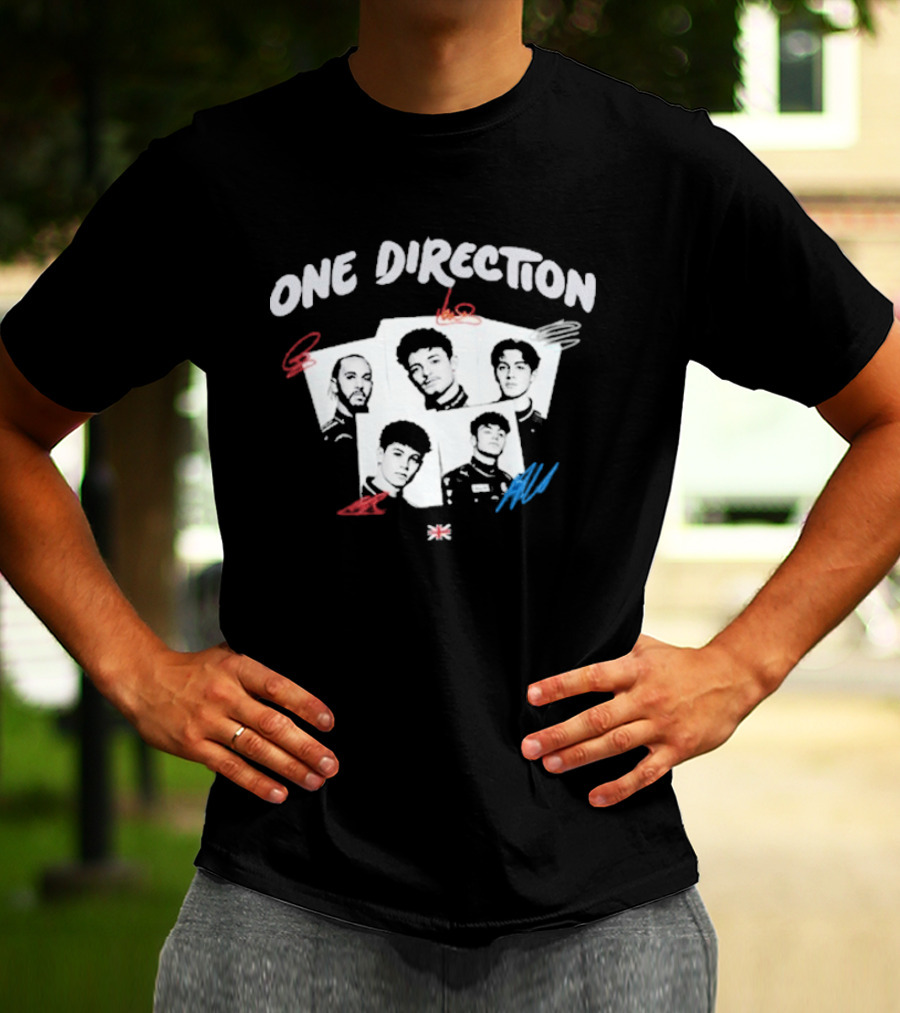 One Direction Band Portraits With Red And Blue Accents T-Shirt