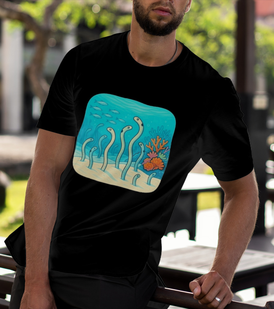 Garden Eels Reef Hawaii With Colorful Coral And Tropical Fish T-Shirt