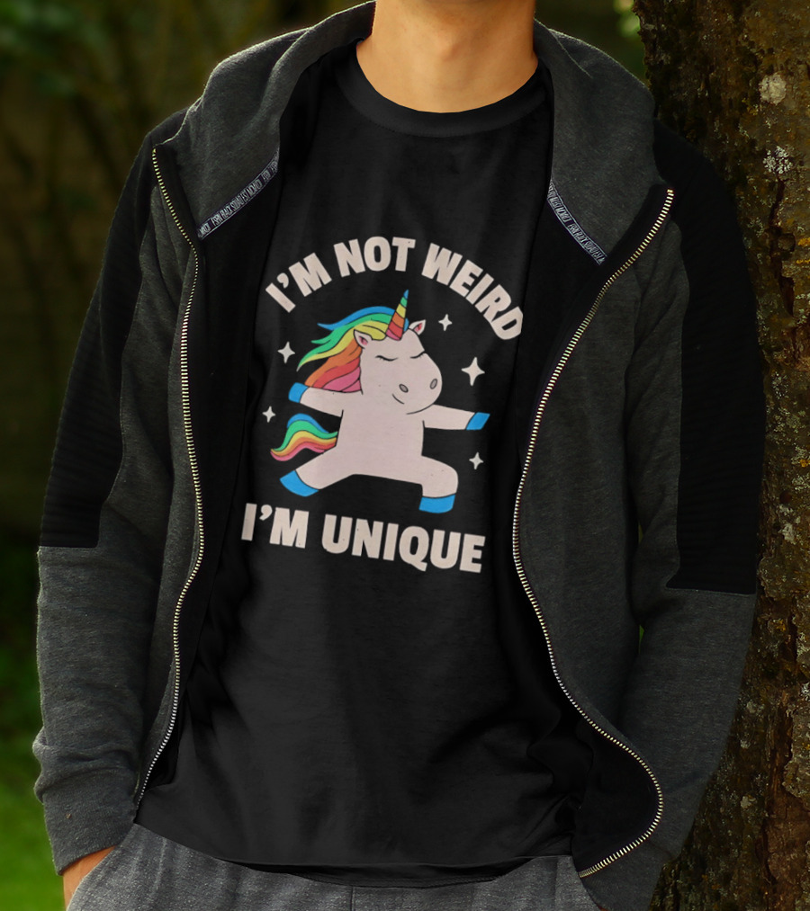 I'm Not Weird I'm Unique Unicorn Dabbing Rainbows T-Shirt