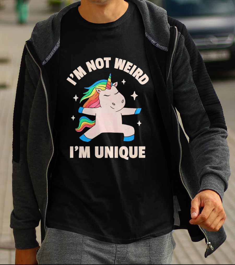 I'm Not Weird I'm Unique Unicorn Dabbing Rainbows T-Shirt