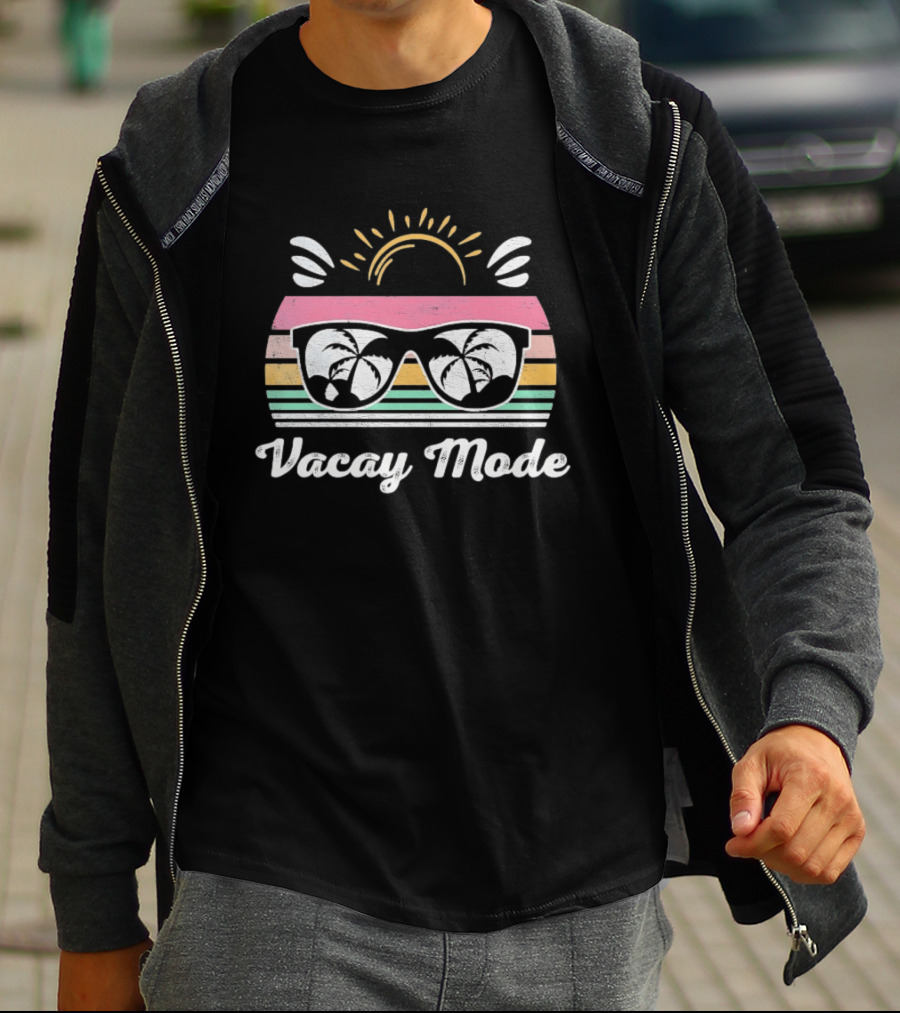 Vacay Mode Sunglasses Palm Tree Sunset Reflection T-Shirt