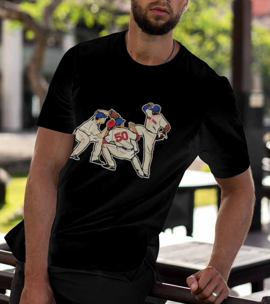 Red Sox Mookie Betts Jackie Bradley Jr Andrew Benintendi Win Dance Repeat Baseball Players Boston Team Celebration T-Shirt