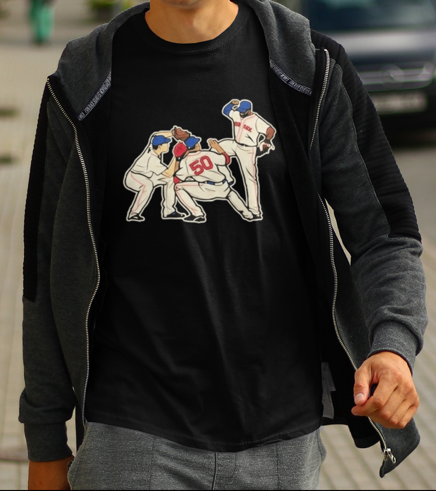 Red Sox Mookie Betts Jackie Bradley Jr Andrew Benintendi Win Dance Repeat Baseball Players Boston Team Celebration T-Shirt
