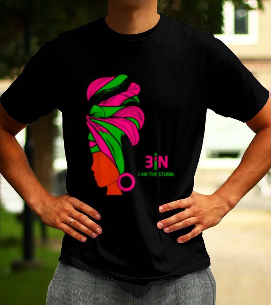 3In I Am The Storm Black Woman Headwrap Lashing Enerol T-Shirt