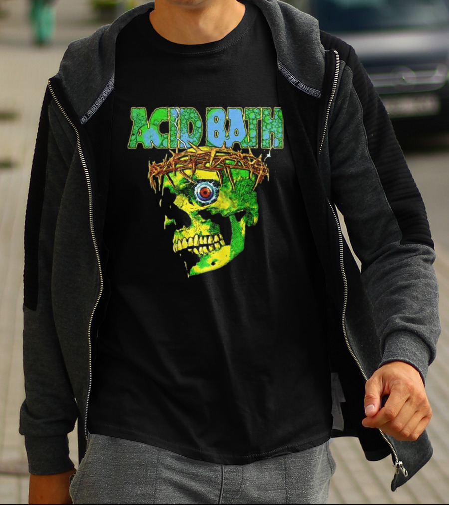 Acid Bath 2026 EU And UK Tour Green Skull Crown Of Thorns Dates Back T-Shirt