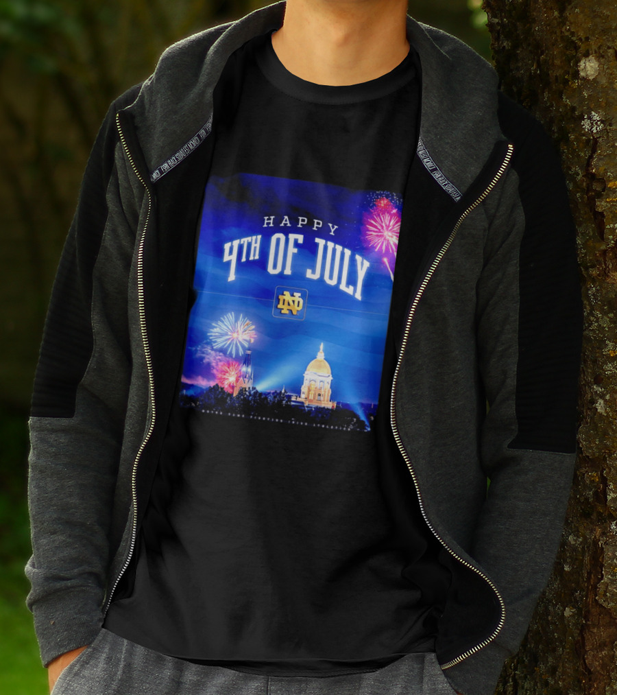 Notre Dame Happy 4th Of July Fireworks Celebration T-Shirt