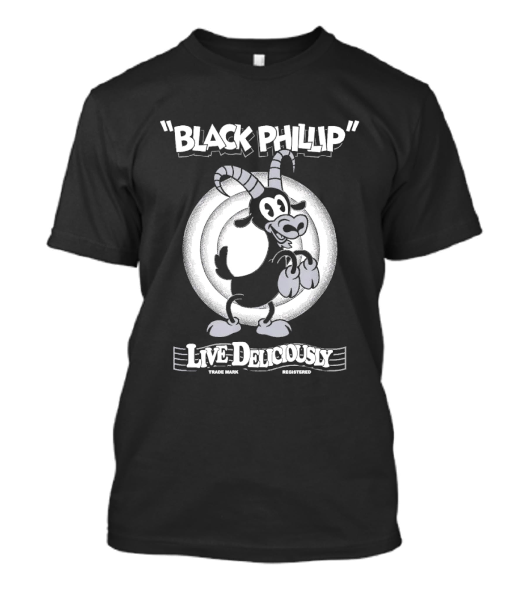 Black Phillip Live Deliciously Retro Cartoon Goat T-Shirt