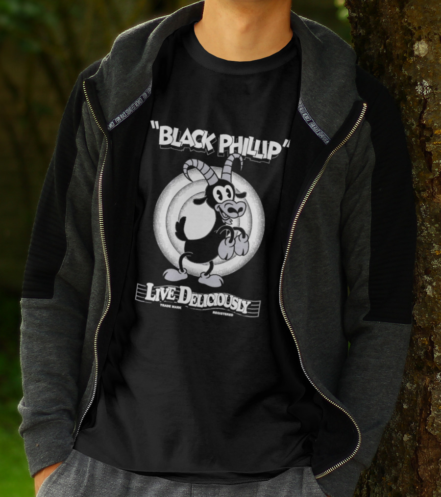 Black Phillip Live Deliciously Retro Cartoon Goat T-Shirt