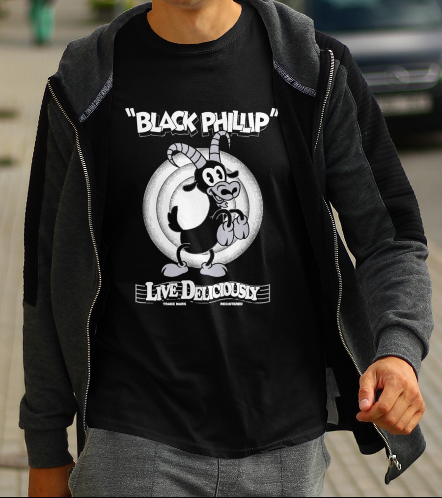 Black Phillip Live Deliciously Retro Cartoon Goat T-Shirt