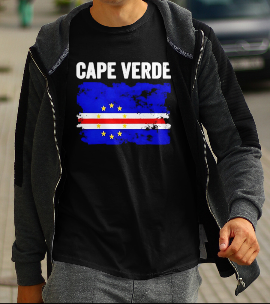 Cape Verde Distressed Flag Design Six Yellow Stars T-Shirt