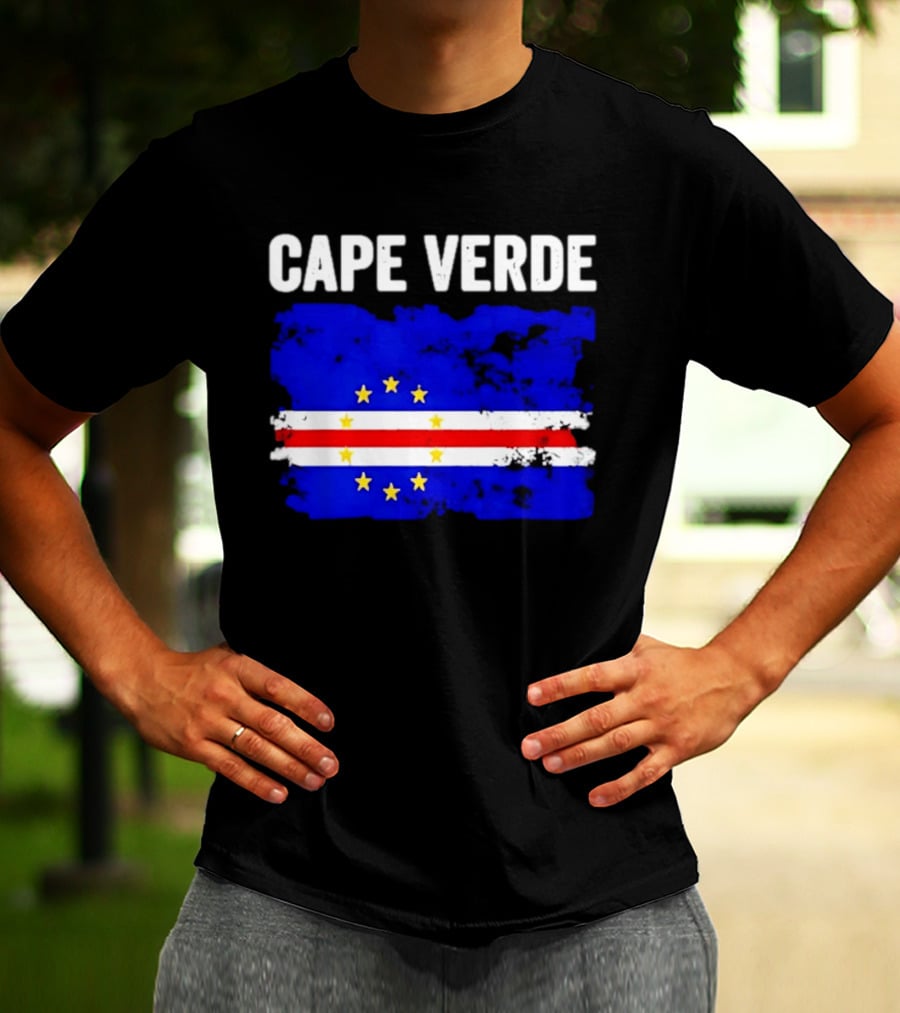 Cape Verde Distressed Flag Design Six Yellow Stars T-Shirt