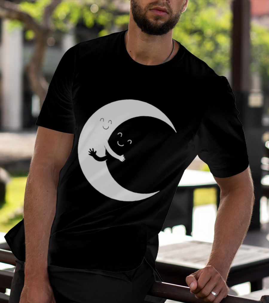 Celestial Hugging Moon Crescent Night Sky Space T-Shirt